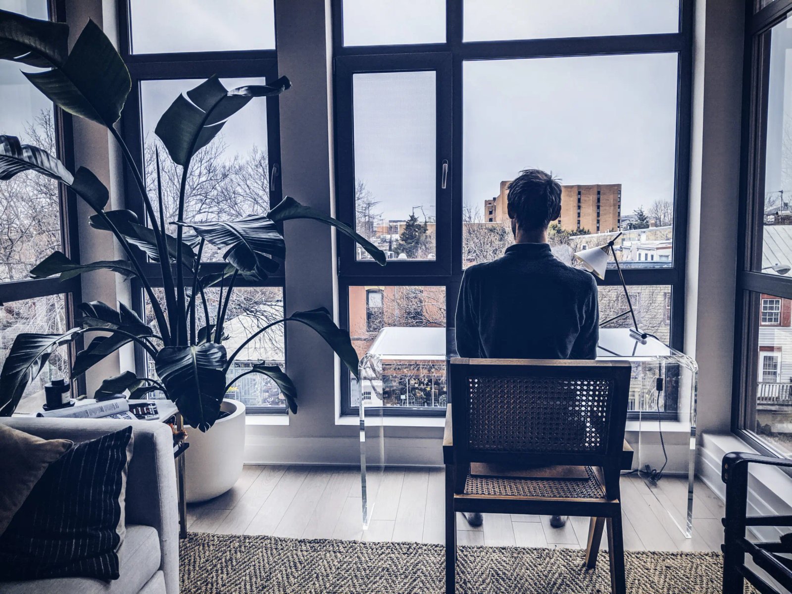 Sitting-at-a-desk